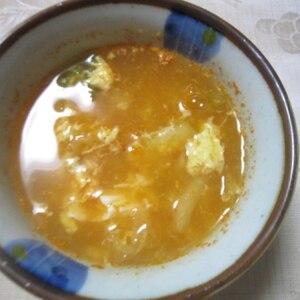 簡単、風邪対策！キムチ卵スープ